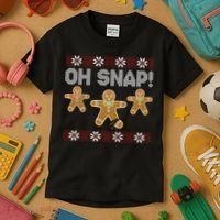 Gingerbread Oh Snap Ugly Christmas Sweater Kids T-Shirt thumb 3