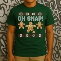 Gingerbread Oh Snap Ugly Christmas Sweater T-Shirt thumb 3