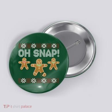 Gingerbread Oh Snap Ugly Christmas Sweater Button