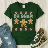 Gingerbread Oh Snap Ugly Christmas Sweater Women's T-Shirt thumb 3