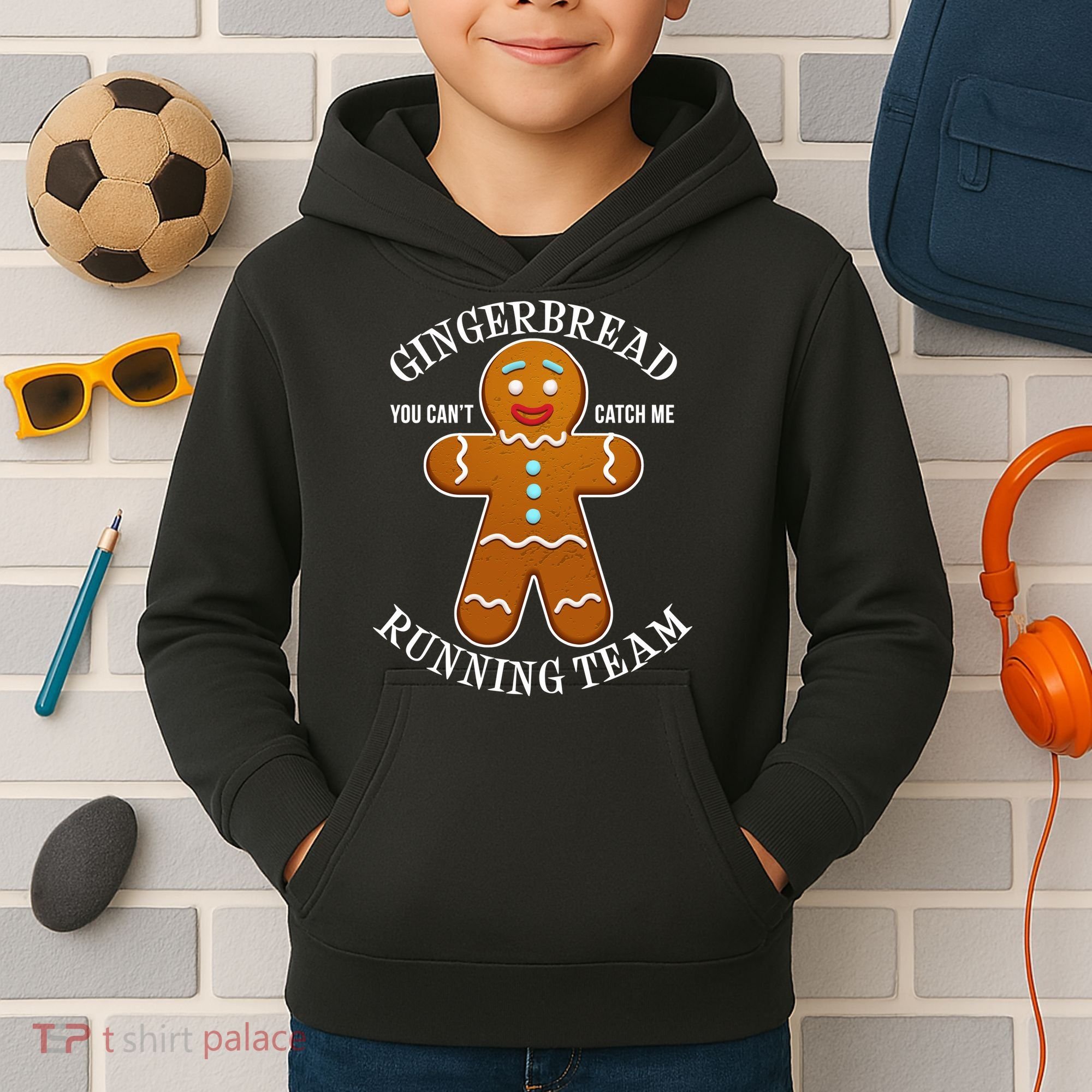 Gingerbread Running Team Kids Hoodie