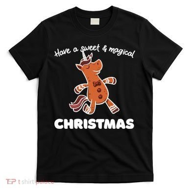 Gingerbread Unicorn Cookie Magical Christmas T-Shirt