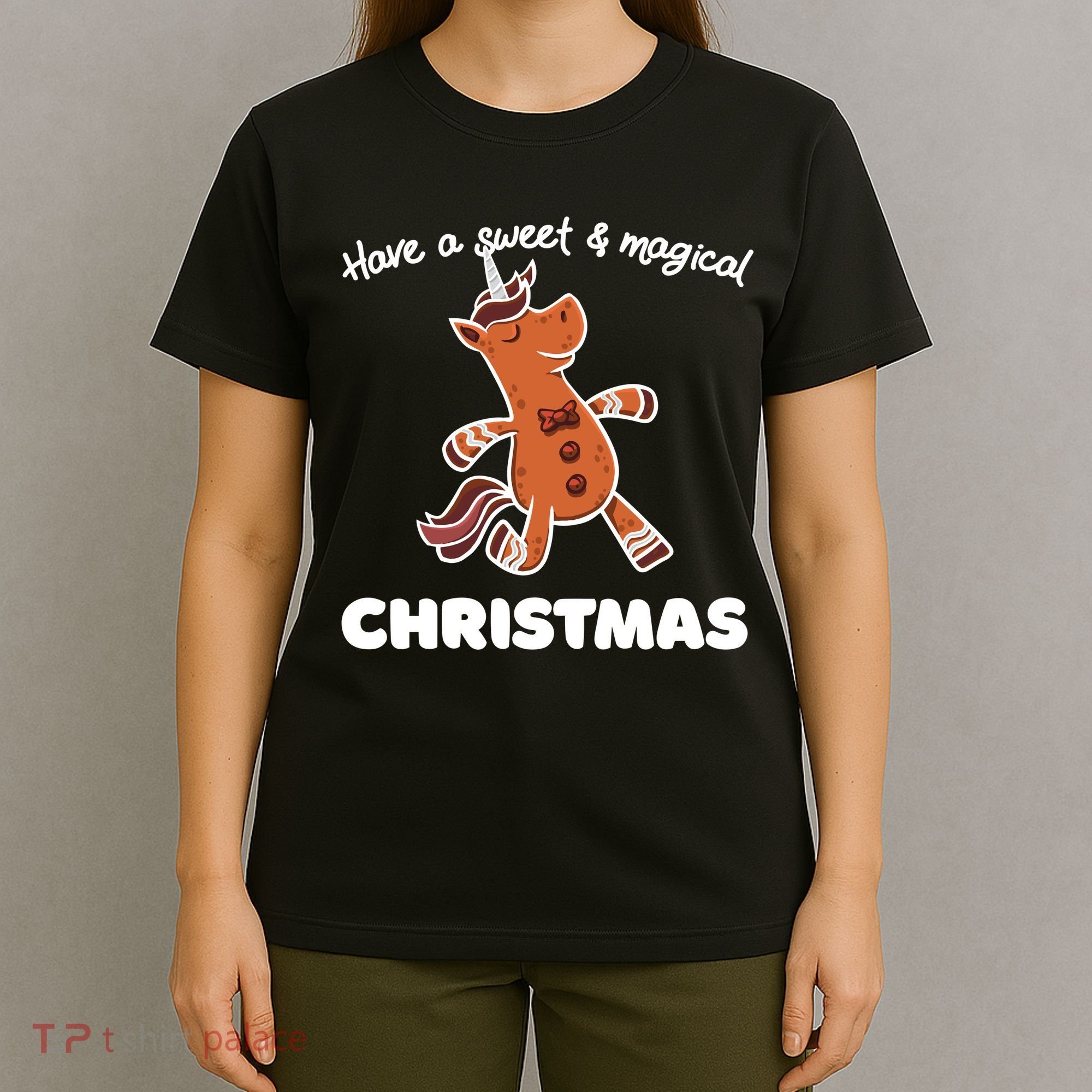 Gingerbread Unicorn Cookie Magical Christmas T-Shirt
