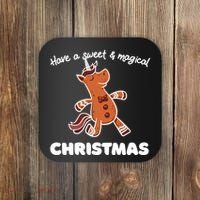 Gingerbread Unicorn Cookie Magical Christmas Coaster thumb 0