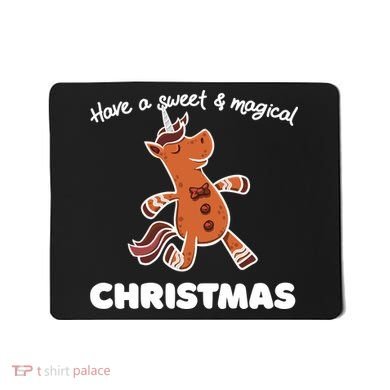 Gingerbread Unicorn Cookie Magical Christmas Mousepad
