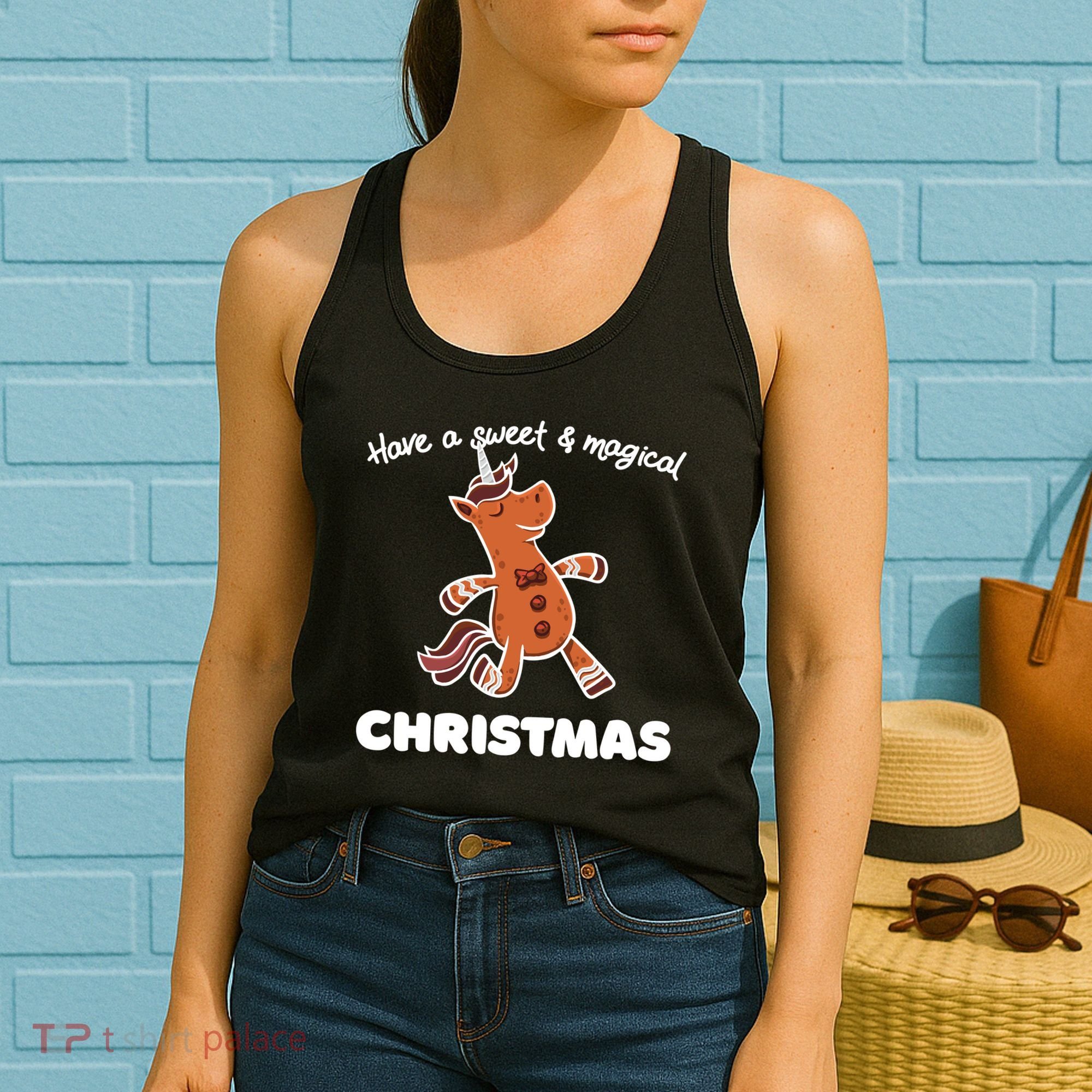 Gingerbread Unicorn Cookie Magical Christmas Women's Tank Top