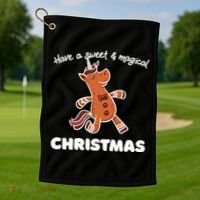 Gingerbread Unicorn Cookie Magical Christmas Golf Towel thumb 1