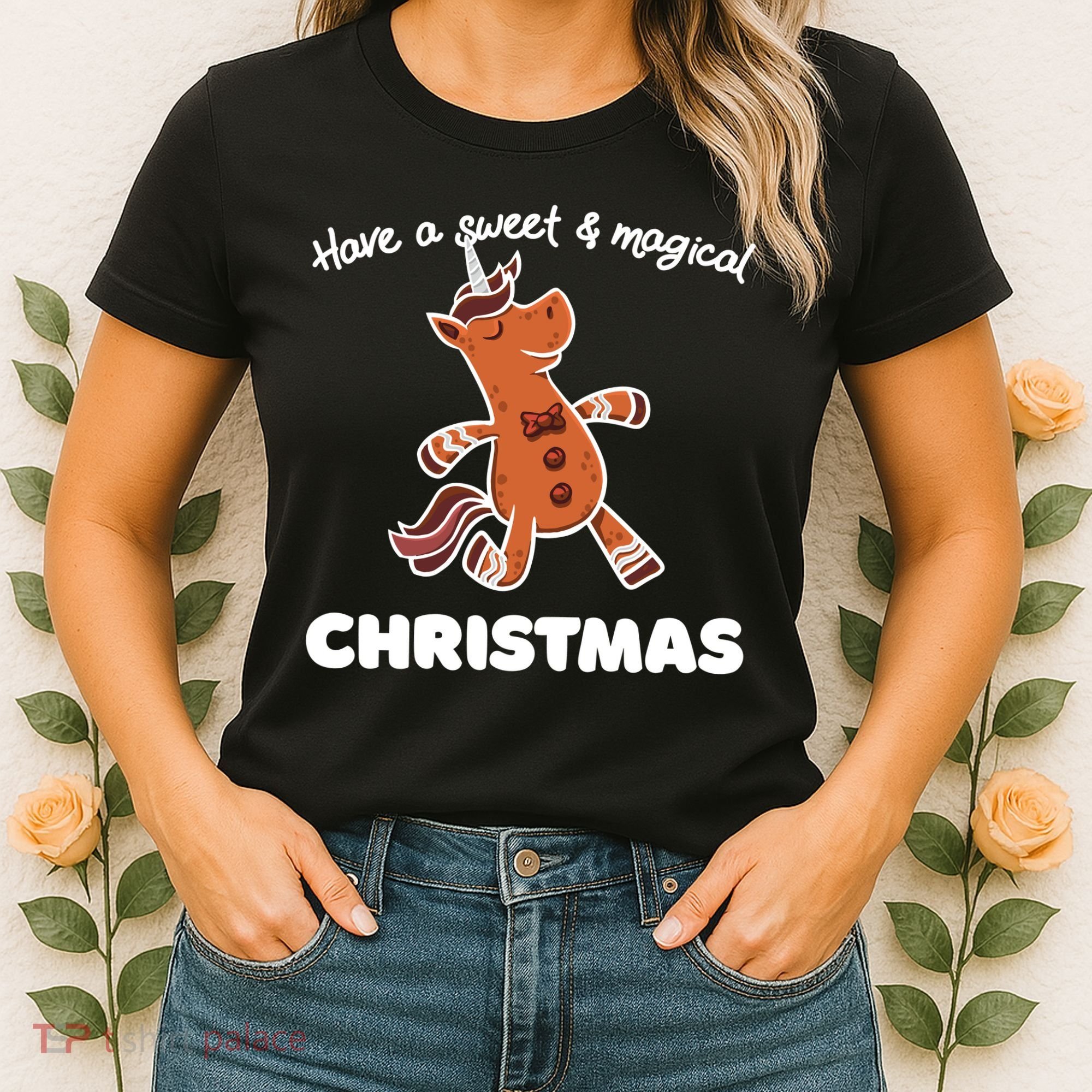 Gingerbread Unicorn Cookie Magical Christmas Women's T-Shirt