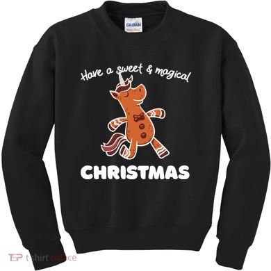 Gingerbread Unicorn Cookie Magical Christmas Kids Sweatshirt