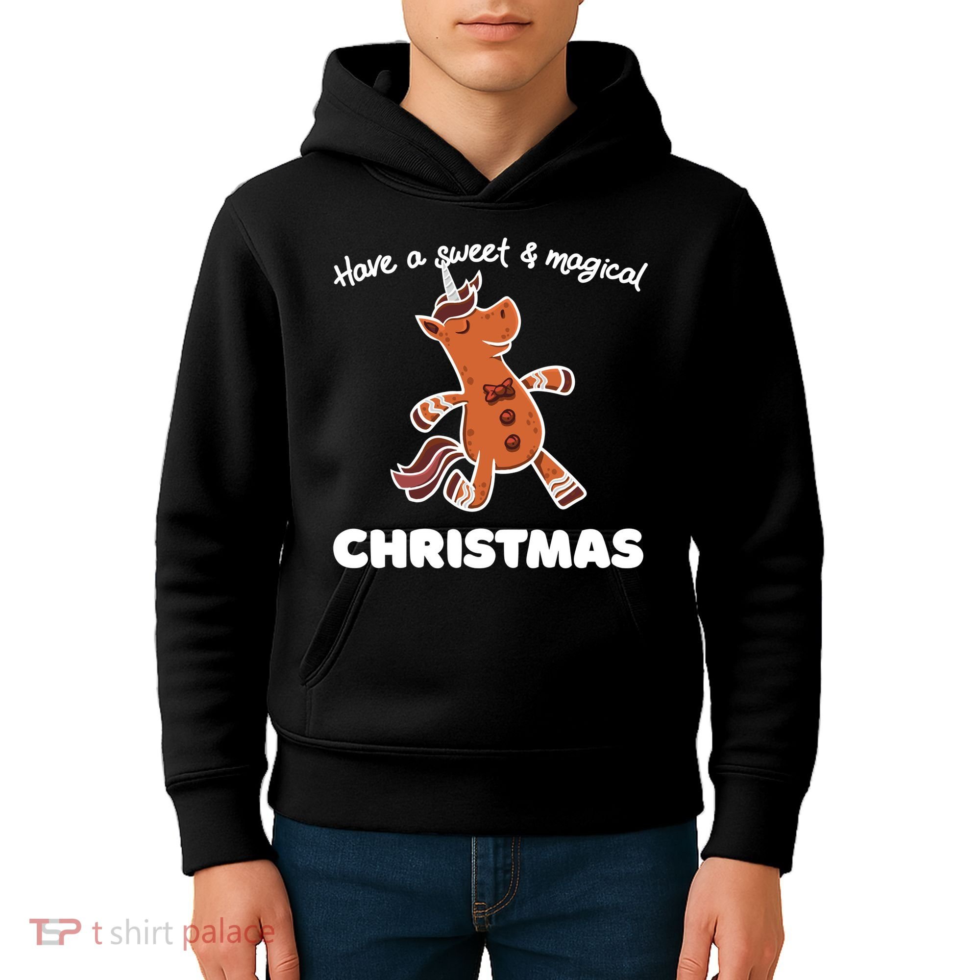 Gingerbread Unicorn Cookie Magical Christmas Kids Hoodie
