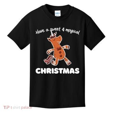 Gingerbread Unicorn Cookie Magical Christmas Kids T-Shirt