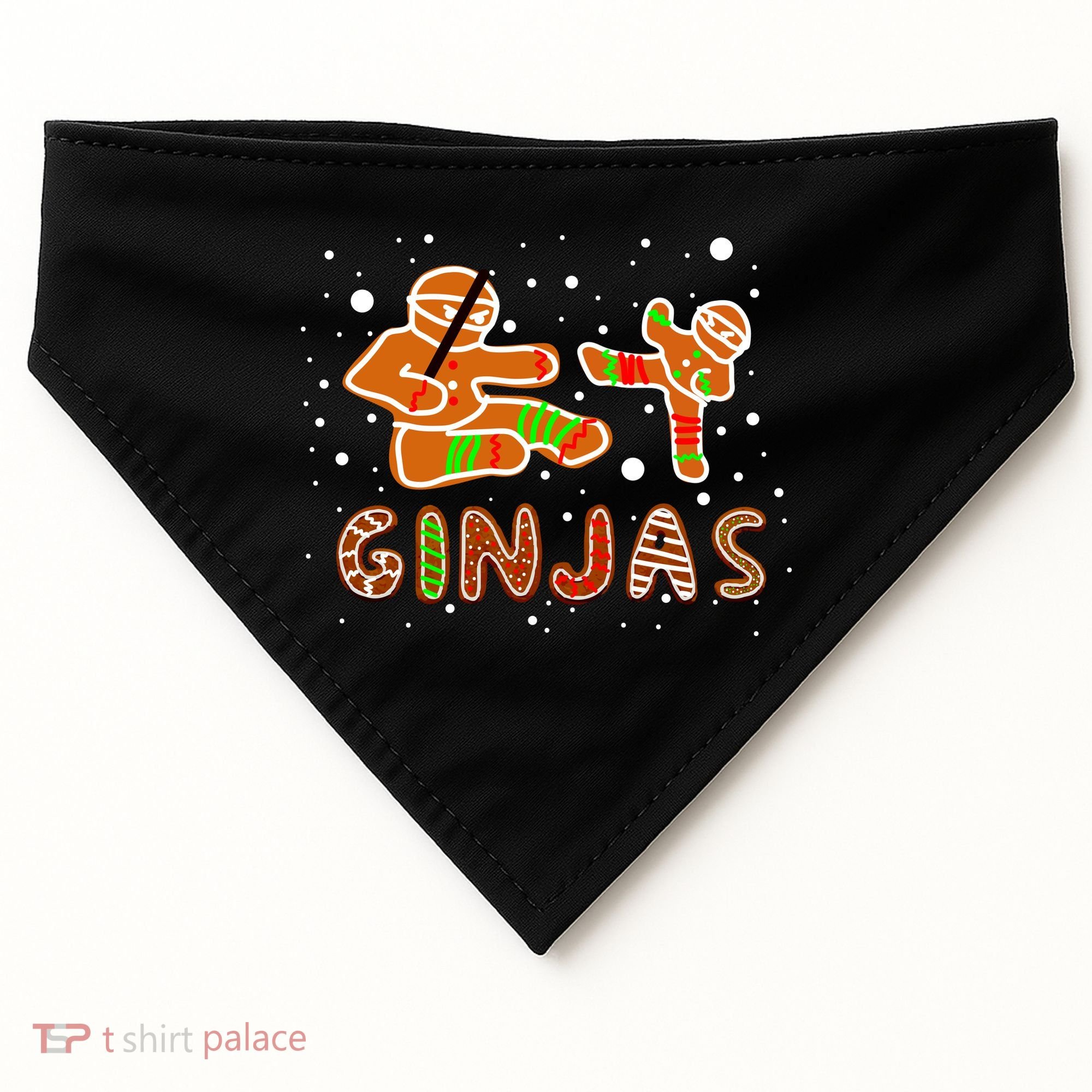 Ginjas Funny Gingerbread Christmas USA-Made Doggie Bandana
