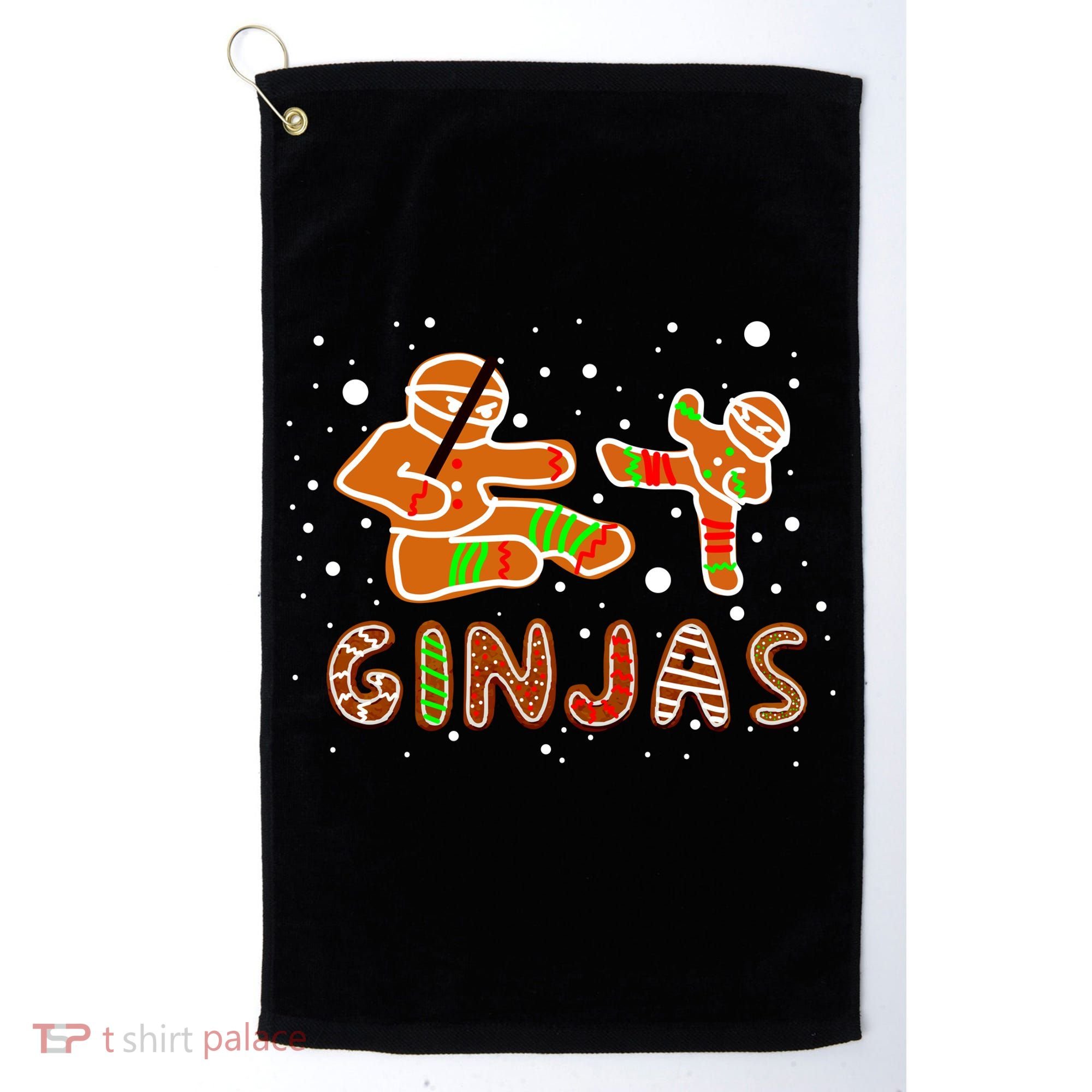 Ginjas Funny Gingerbread Christmas Golf Towel