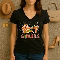Ginjas Funny Gingerbread Christmas Women's V-Neck T-Shirt thumb 3
