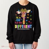 Giraffe It's Ok To Be Different Autism Awareness Acceptance Cute Gift Women's Sweatshirt thumb 0