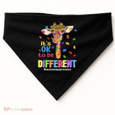 Giraffe It's Ok To Be Different Autism Awareness Acceptance Cute Gift USA-Made Doggie Bandana