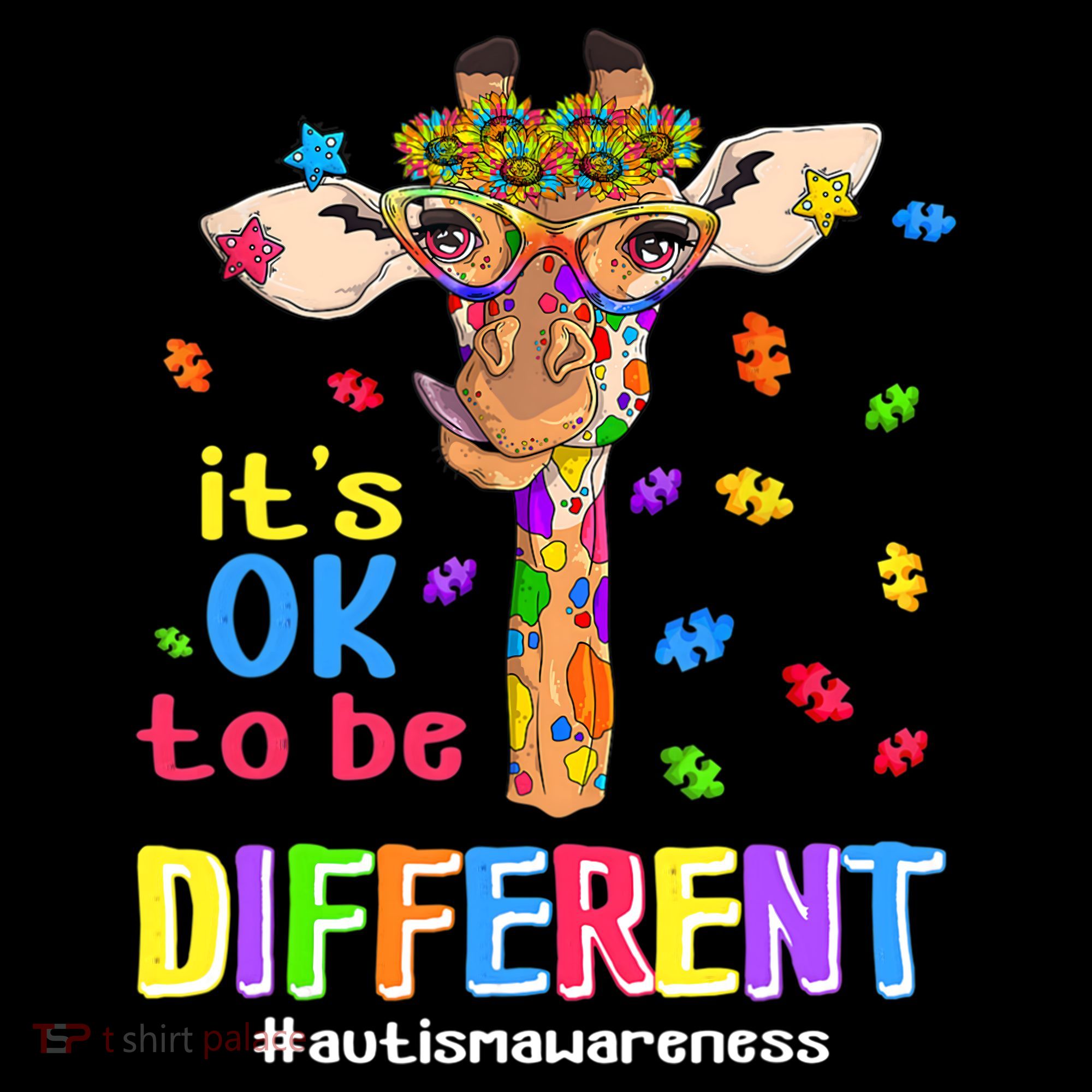 Giraffe It's Ok To Be Different Autism Awareness Acceptance Cute Gift Bucket Hat