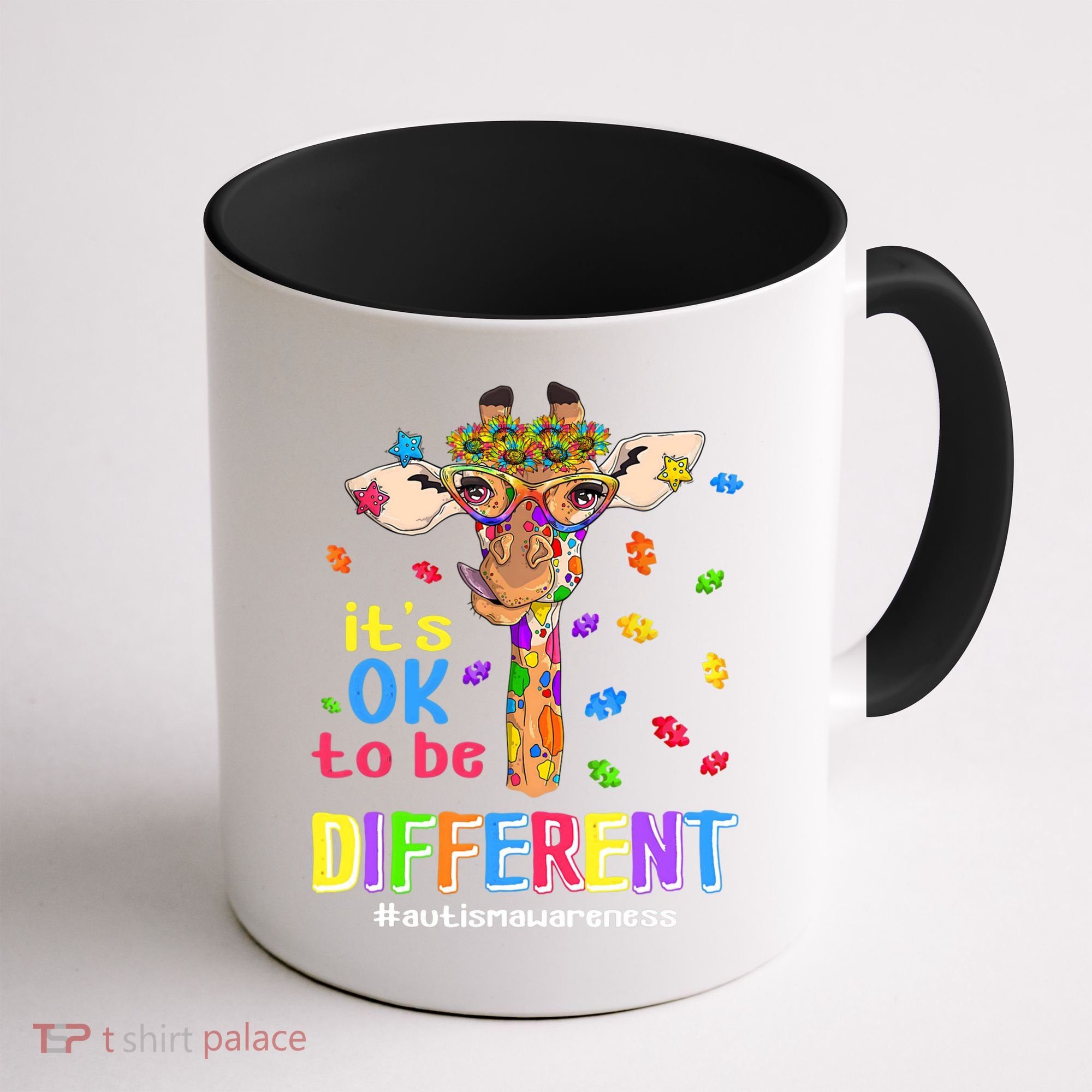 Giraffe It's Ok To Be Different Autism Awareness Acceptance Cute Gift Coffee Mug