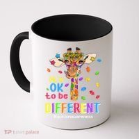 Giraffe It's Ok To Be Different Autism Awareness Acceptance Cute Gift Coffee Mug thumb 0