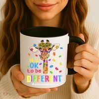 Giraffe It's Ok To Be Different Autism Awareness Acceptance Cute Gift Coffee Mug thumb 3