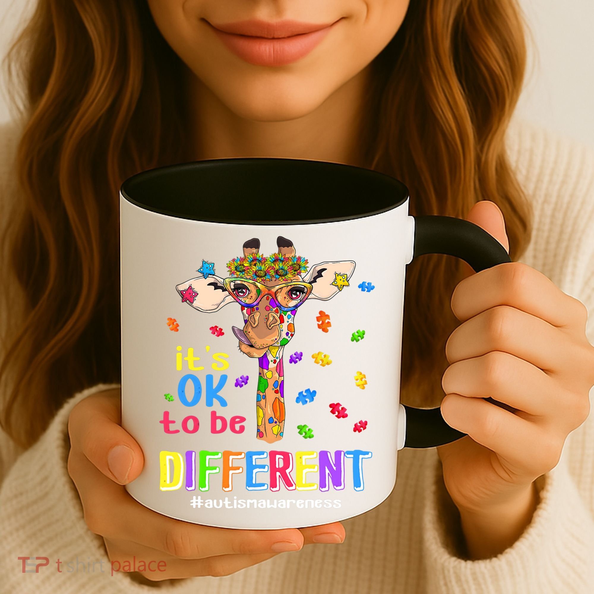 Giraffe It's Ok To Be Different Autism Awareness Acceptance Cute Gift Coffee Mug