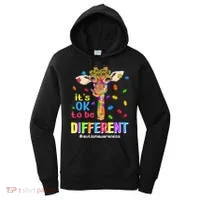 Giraffe It's Ok To Be Different Autism Awareness Acceptance Cute Gift Women's Hoodie thumb 0