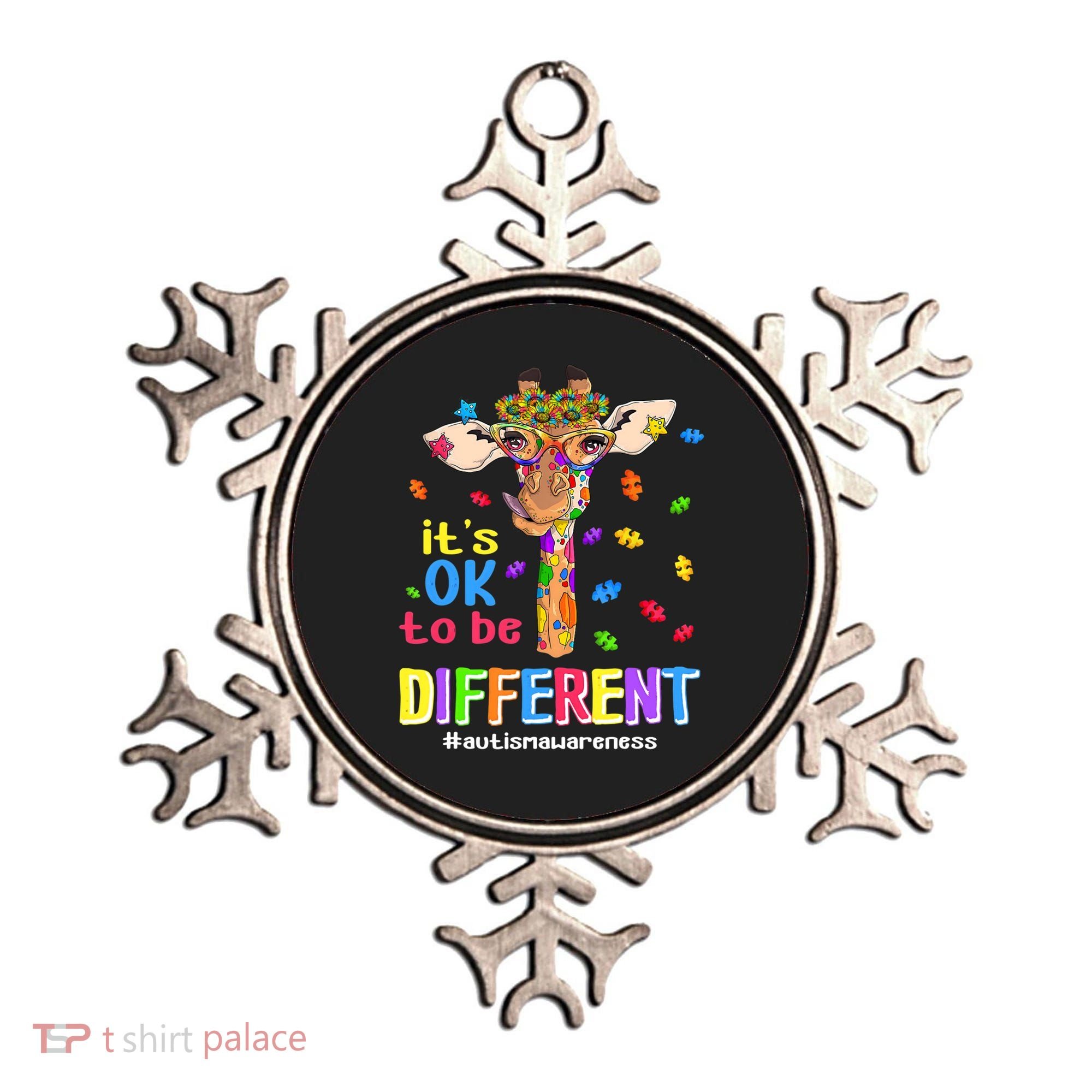Giraffe It's Ok To Be Different Autism Awareness Acceptance Cute Gift Ornament