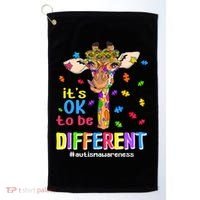 Giraffe It's Ok To Be Different Autism Awareness Acceptance Cute Gift Golf Towel thumb 0