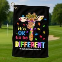 Giraffe It's Ok To Be Different Autism Awareness Acceptance Cute Gift Golf Towel thumb 1
