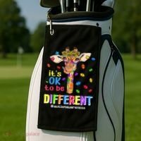 Giraffe It's Ok To Be Different Autism Awareness Acceptance Cute Gift Golf Towel thumb 2