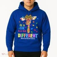 Giraffe It's Ok To Be Different Autism Awareness Acceptance Cute Gift Hoodie thumb 2
