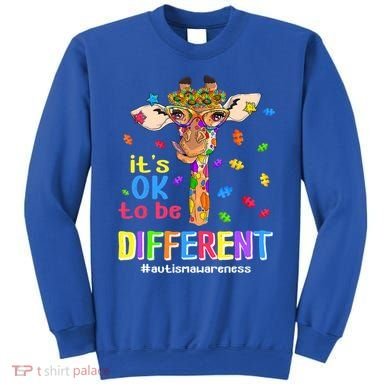 Giraffe It's Ok To Be Different Autism Awareness Acceptance Cute Gift Sweatshirt