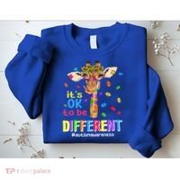 Giraffe It's Ok To Be Different Autism Awareness Acceptance Cute Gift Sweatshirt thumb 2