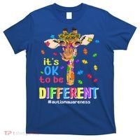Giraffe It's Ok To Be Different Autism Awareness Acceptance Cute Gift T-Shirt thumb 0