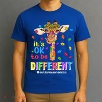 Giraffe It's Ok To Be Different Autism Awareness Acceptance Cute Gift T-Shirt thumb 3