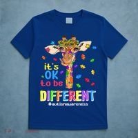 Giraffe It's Ok To Be Different Autism Awareness Acceptance Cute Gift T-Shirt thumb 5