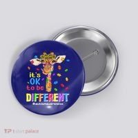 Giraffe It's Ok To Be Different Autism Awareness Acceptance Cute Gift Button thumb 0