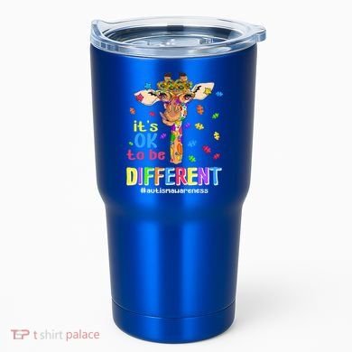 Giraffe It's Ok To Be Different Autism Awareness Acceptance Cute Gift Tumbler