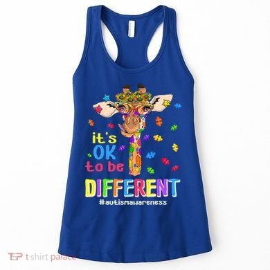 Giraffe It's Ok To Be Different Autism Awareness Acceptance Cute Gift Women's Tank Top