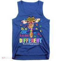 Giraffe It's Ok To Be Different Autism Awareness Acceptance Cute Gift Tank Top thumb 0