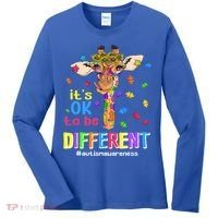 Giraffe It's Ok To Be Different Autism Awareness Acceptance Cute Gift Women's Long Sleeve Shirt thumb 0