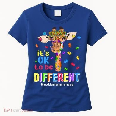 Giraffe It's Ok To Be Different Autism Awareness Acceptance Cute Gift Women's T-Shirt
