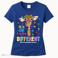 Giraffe It's Ok To Be Different Autism Awareness Acceptance Cute Gift Women's T-Shirt thumb 0