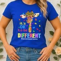 Giraffe It's Ok To Be Different Autism Awareness Acceptance Cute Gift Women's T-Shirt thumb 2