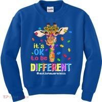 Giraffe It's Ok To Be Different Autism Awareness Acceptance Cute Gift Kids Sweatshirt thumb 0