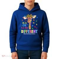 Giraffe It's Ok To Be Different Autism Awareness Acceptance Cute Gift Kids Hoodie thumb 4