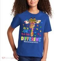 Giraffe It's Ok To Be Different Autism Awareness Acceptance Cute Gift Kids T-Shirt thumb 2