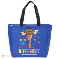 Giraffe It's Ok To Be Different Autism Awareness Acceptance Cute Gift Tote Bag thumb 0