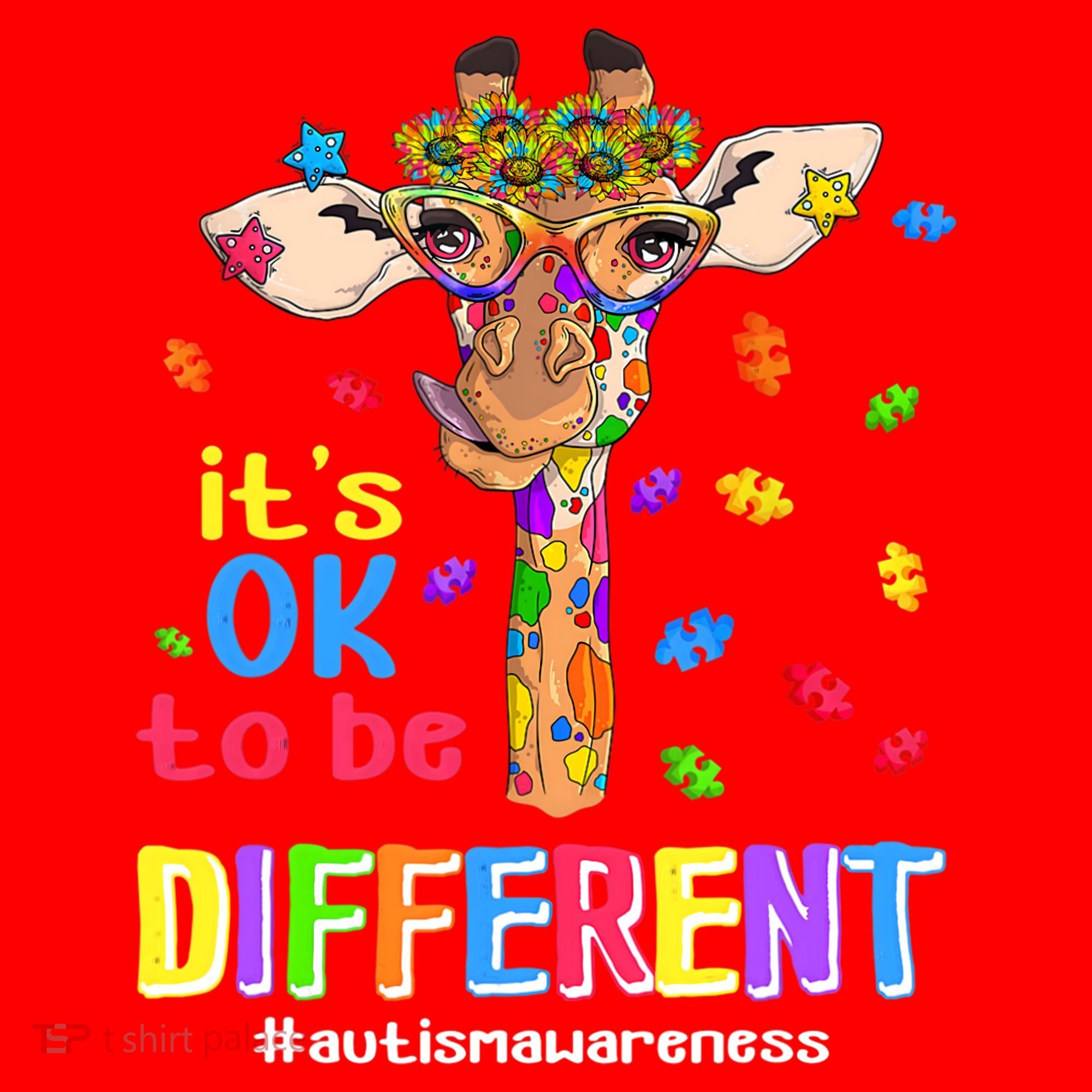 Giraffe It's Ok To Be Different Autism Awareness Acceptance Cute Gift Santa Hat