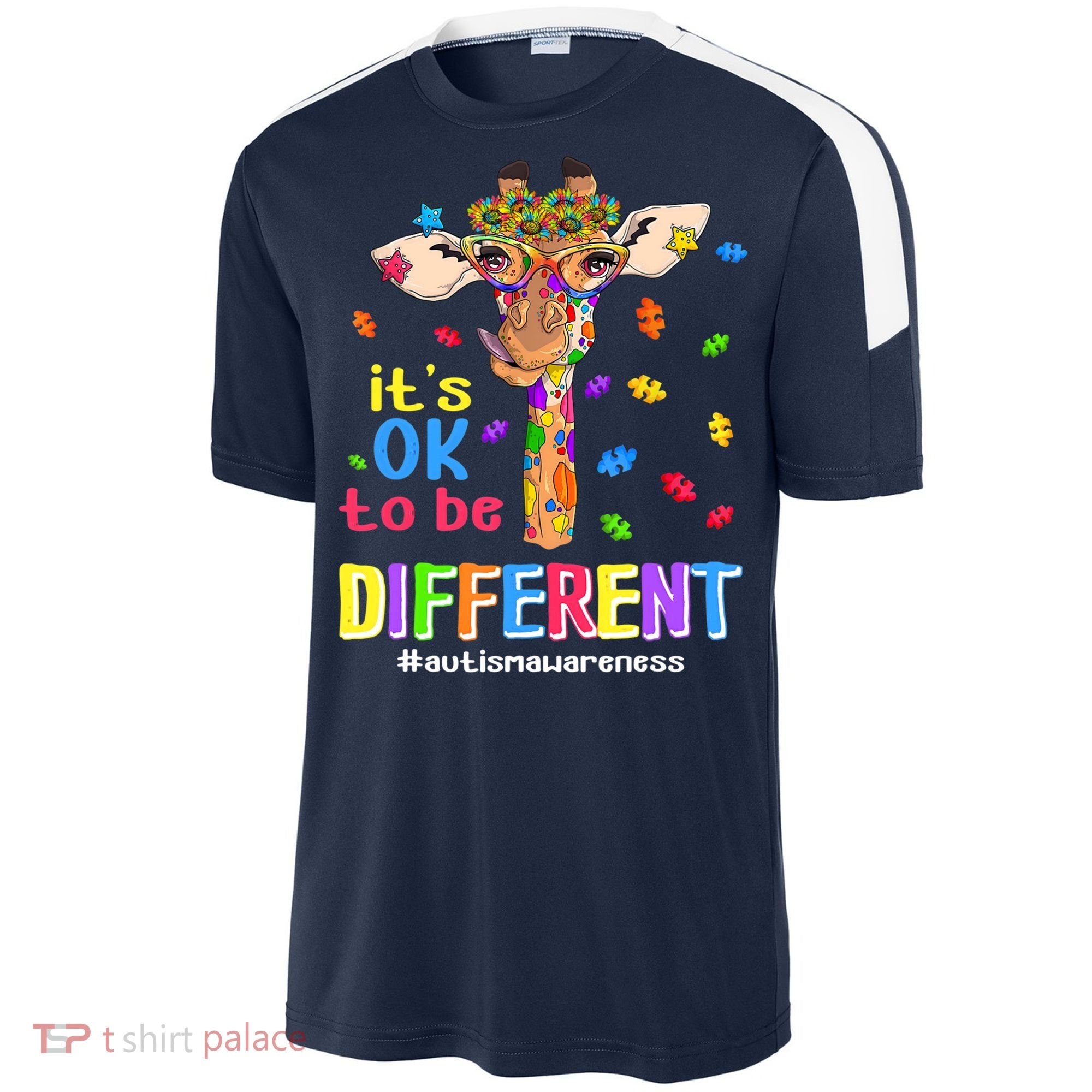 Giraffe It's Ok To Be Different Autism Awareness Acceptance Cute Gift Sport-Tek Competitor United Soccer Jersey